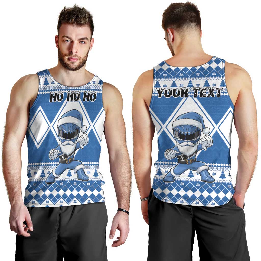 Personalized Power Blue Ranger Santa Claus Men Tank Top Funny Christmas - Wonder Print Shop