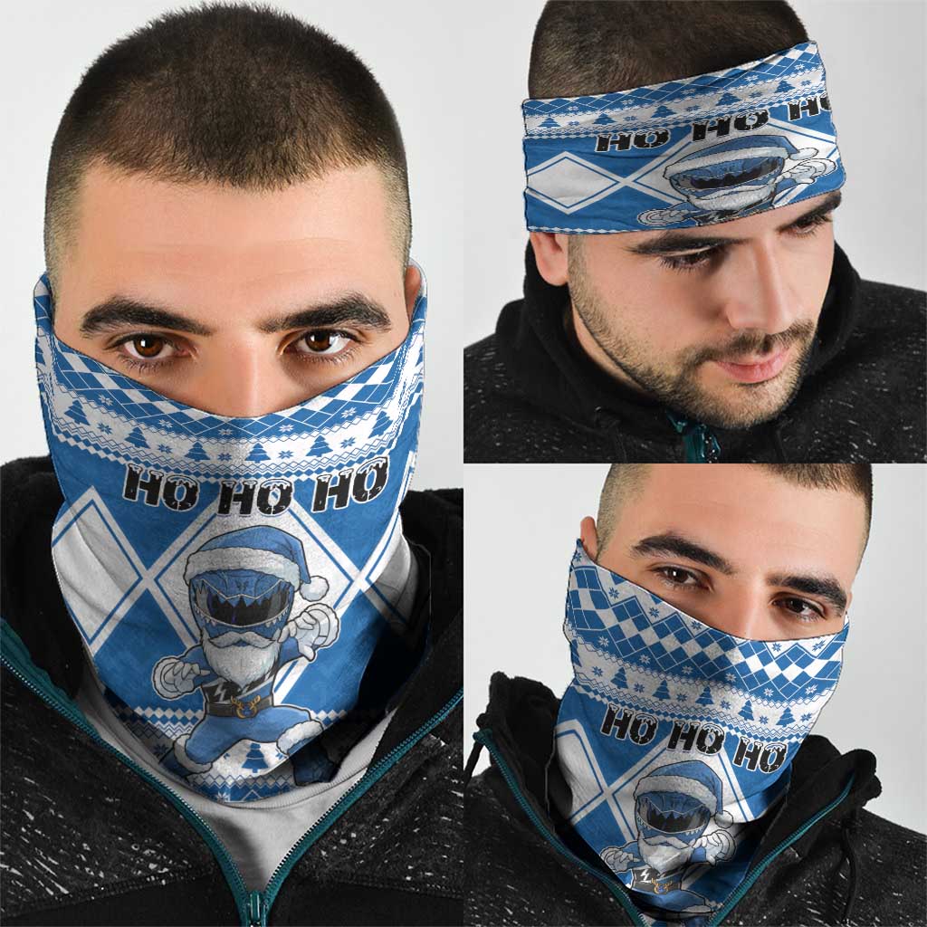 Power Blue Ranger Santa Claus Neck Gaiter Funny Christmas - Wonder Print Shop