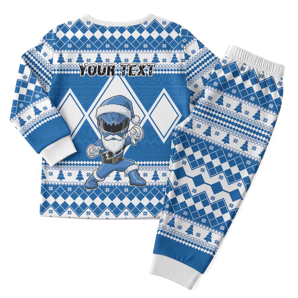 Power Blue Ranger Santa Claus Christmas Pajama Set Funny Christmas - Wonder Print Shop