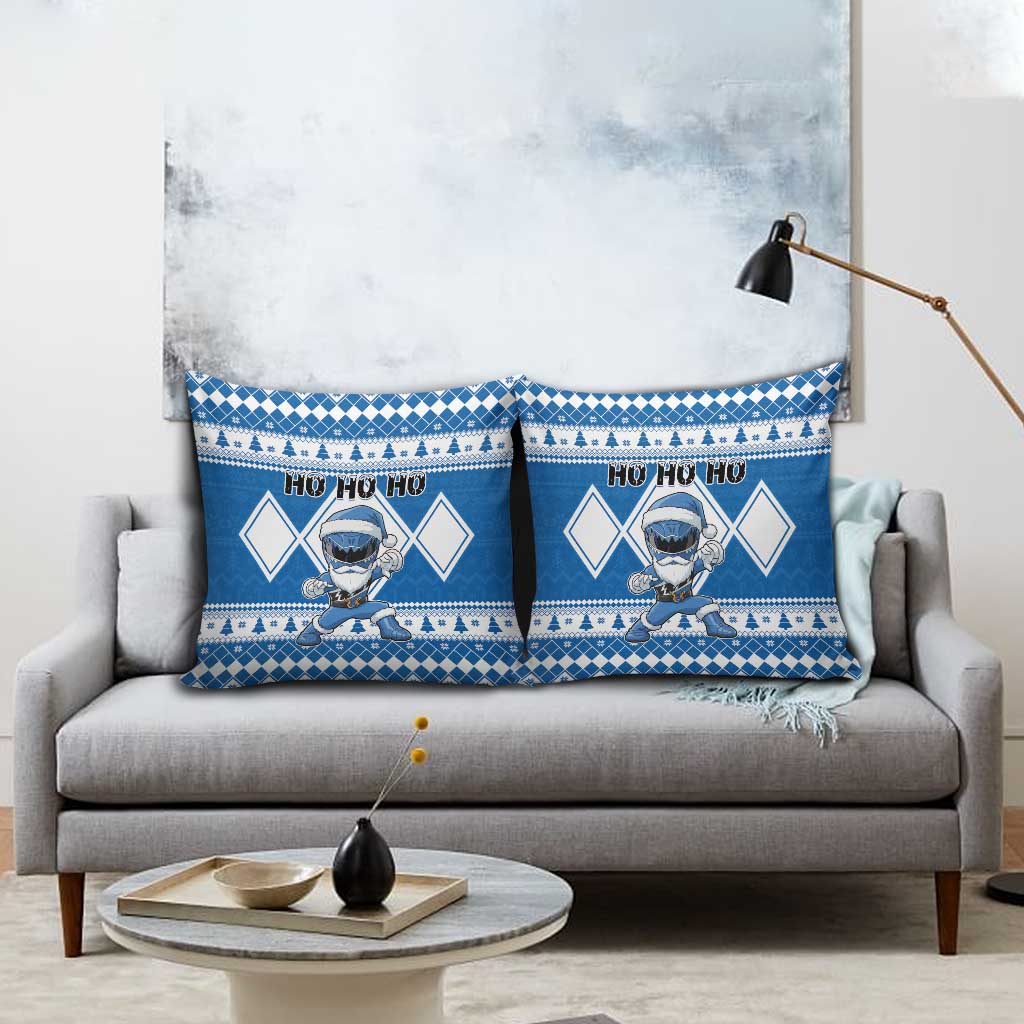 Power Blue Ranger Santa Claus Pillow Cover Funny Christmas - Wonder Print Shop