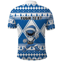 Personalized Power Blue Ranger Santa Claus Polo Shirt Funny Christmas - Wonder Print Shop