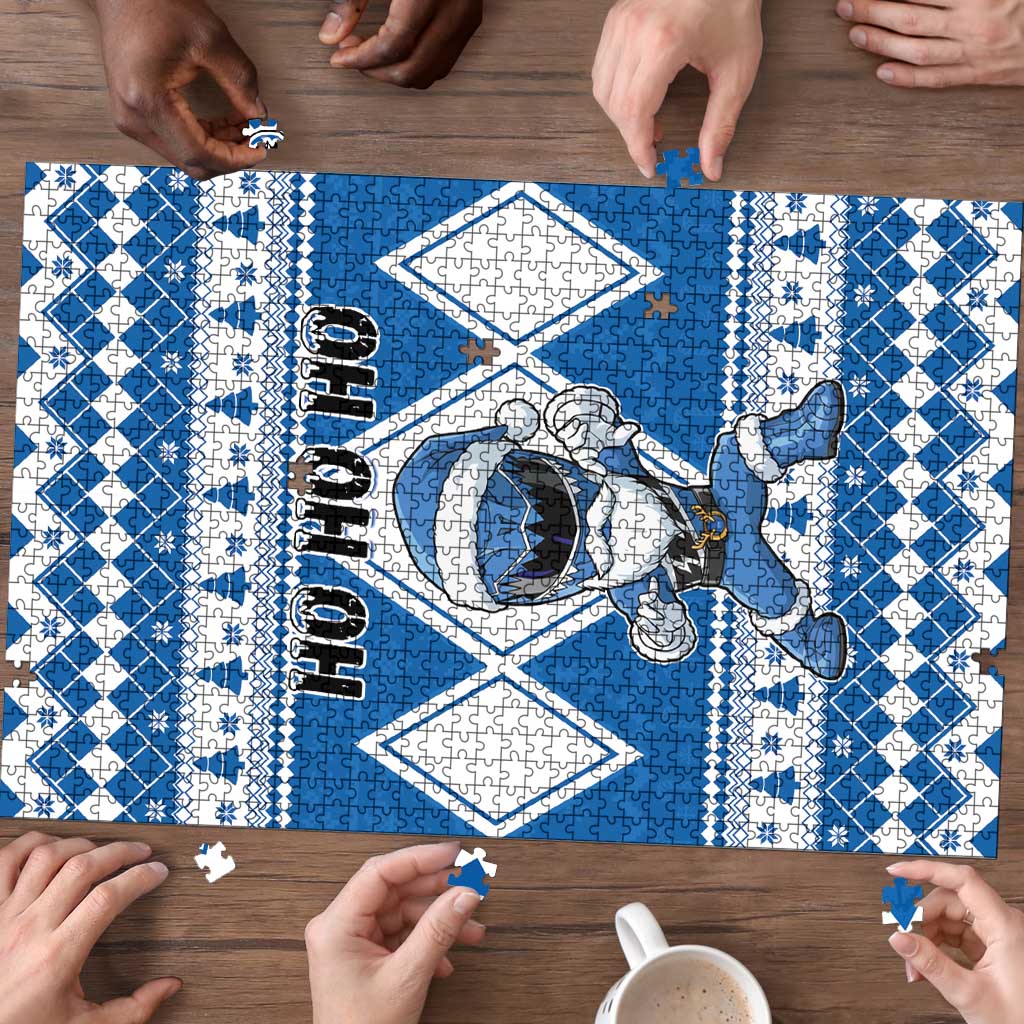 Power Blue Ranger Santa Claus Puzzle Funny Christmas - Wonder Print Shop
