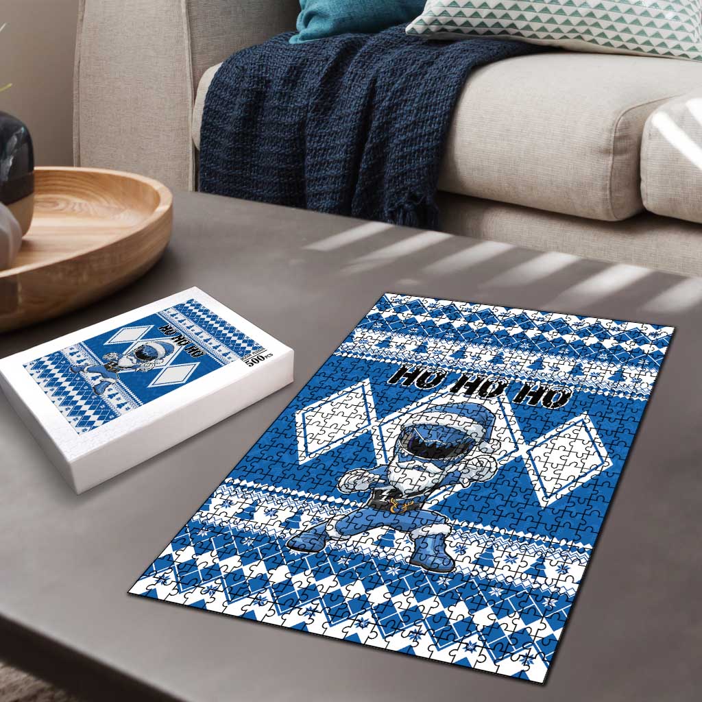 Power Blue Ranger Santa Claus Puzzle Funny Christmas - Wonder Print Shop