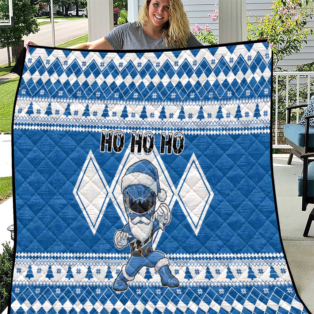 Power Blue Ranger Santa Claus Quilt Funny Christmas - Wonder Print Shop