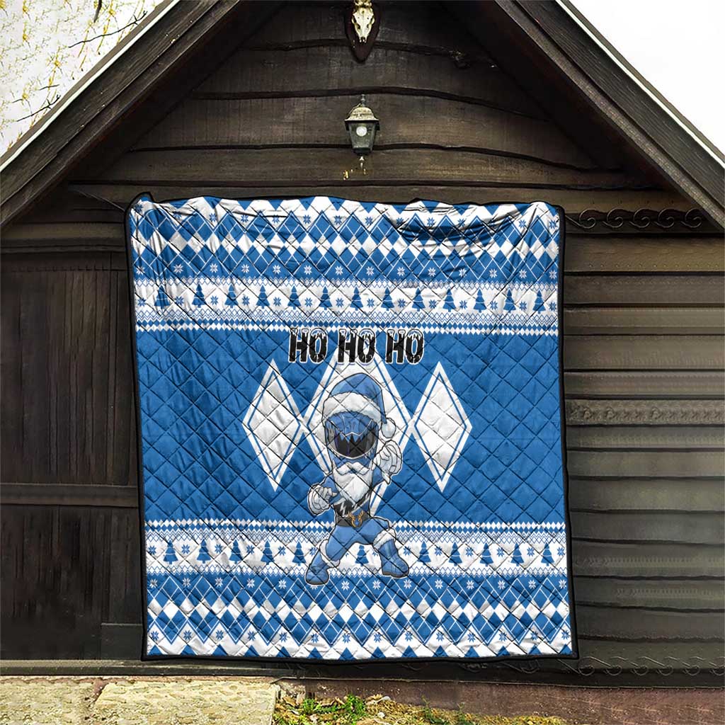 Power Blue Ranger Santa Claus Quilt Funny Christmas - Wonder Print Shop