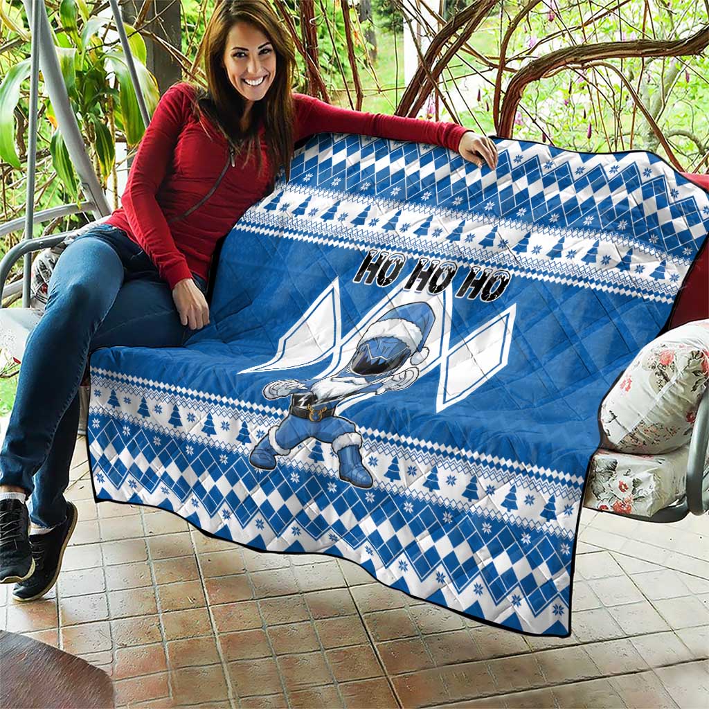 Power Blue Ranger Santa Claus Quilt Funny Christmas - Wonder Print Shop