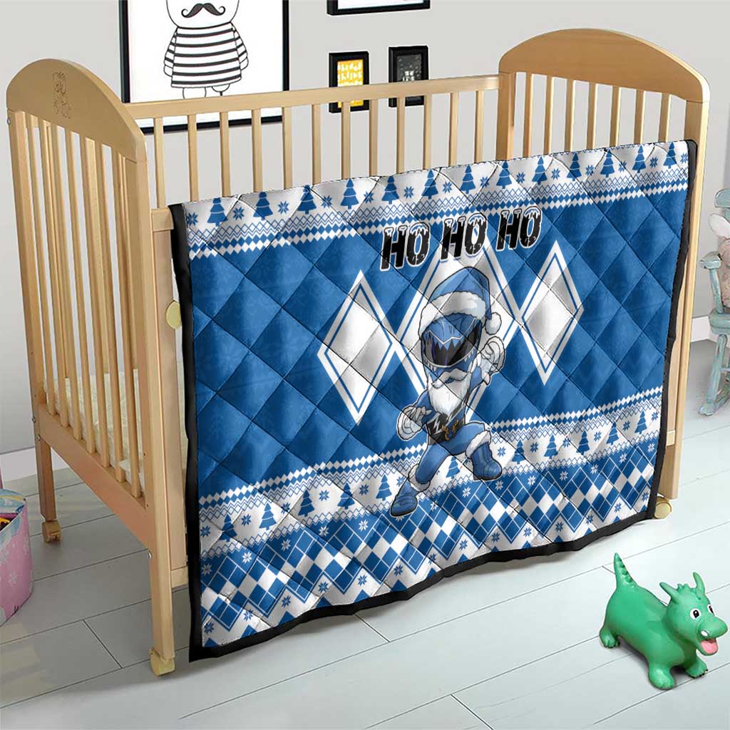 Power Blue Ranger Santa Claus Quilt Funny Christmas - Wonder Print Shop