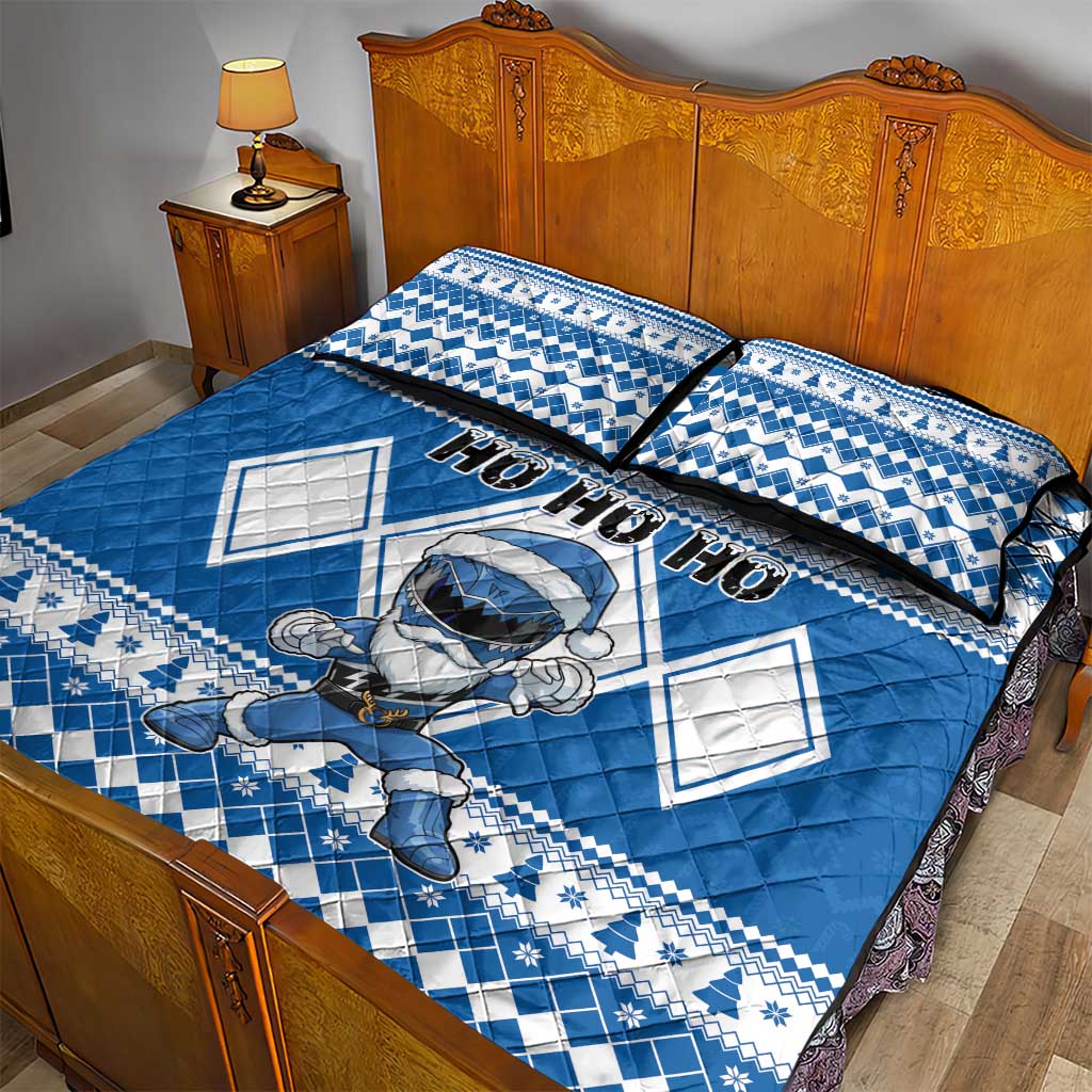 Power Blue Ranger Santa Claus Quilt Bed Set Funny Christmas - Wonder Print Shop