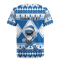 Personalized Power Blue Ranger Santa Claus Rugby Jersey Funny Christmas - Wonder Print Shop