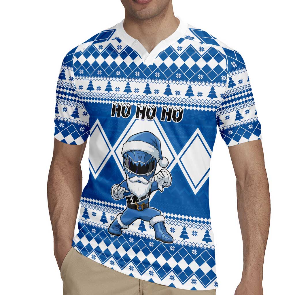 Personalized Power Blue Ranger Santa Claus Rugby Jersey Funny Christmas - Wonder Print Shop