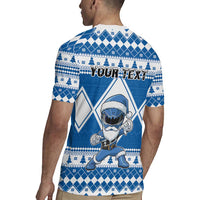 Personalized Power Blue Ranger Santa Claus Rugby Jersey Funny Christmas - Wonder Print Shop
