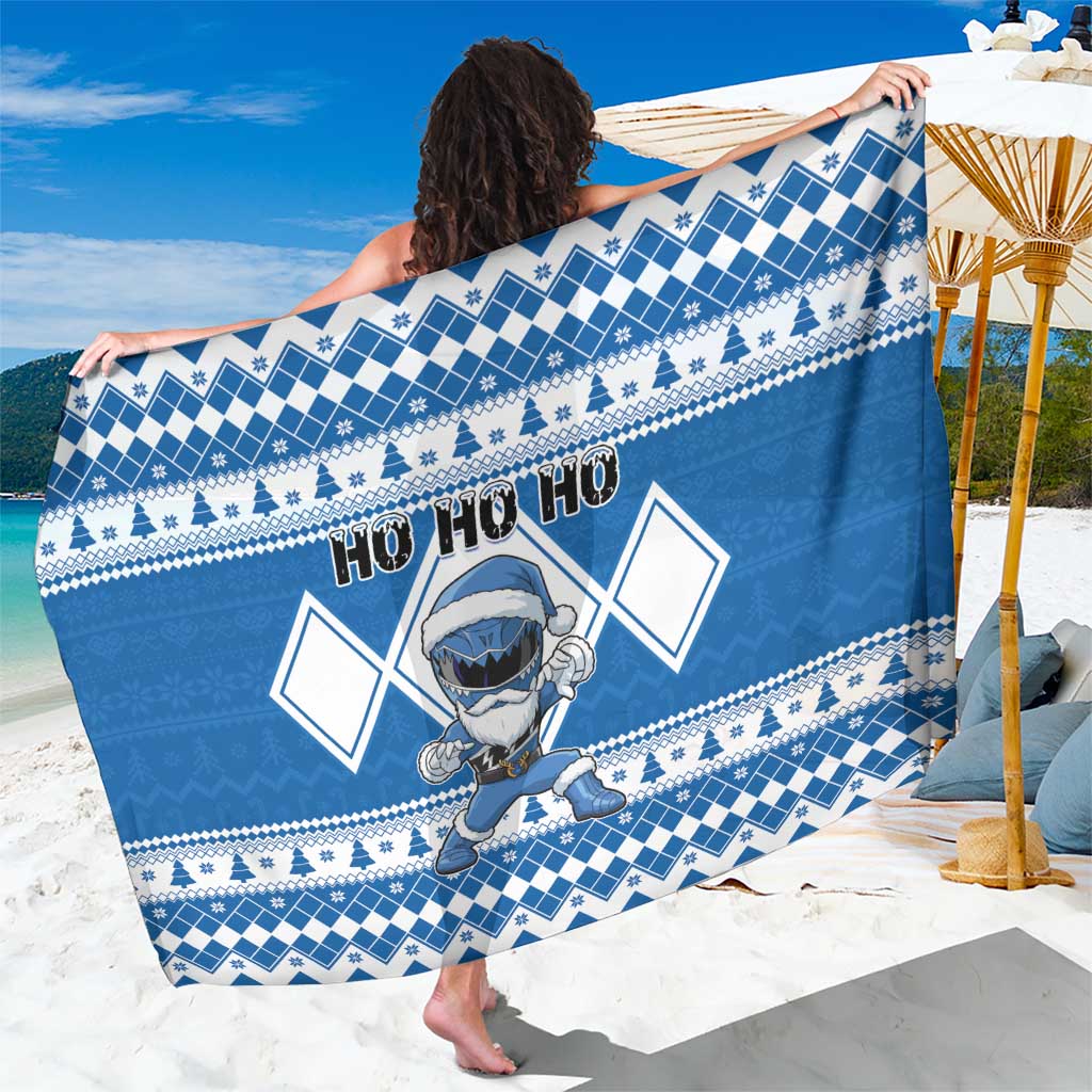 Power Blue Ranger Santa Claus Sarong Funny Christmas - Wonder Print Shop