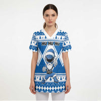 Personalized Power Blue Ranger Santa Claus Scrub Top Funny Christmas - Wonder Print Shop
