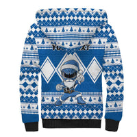 Personalized Power Blue Ranger Santa Claus Sherpa Hoodie Funny Christmas - Wonder Print Shop