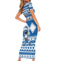 Personalized Power Blue Ranger Santa Claus Short Sleeve Bodycon Dress Funny Christmas - Wonder Print Shop