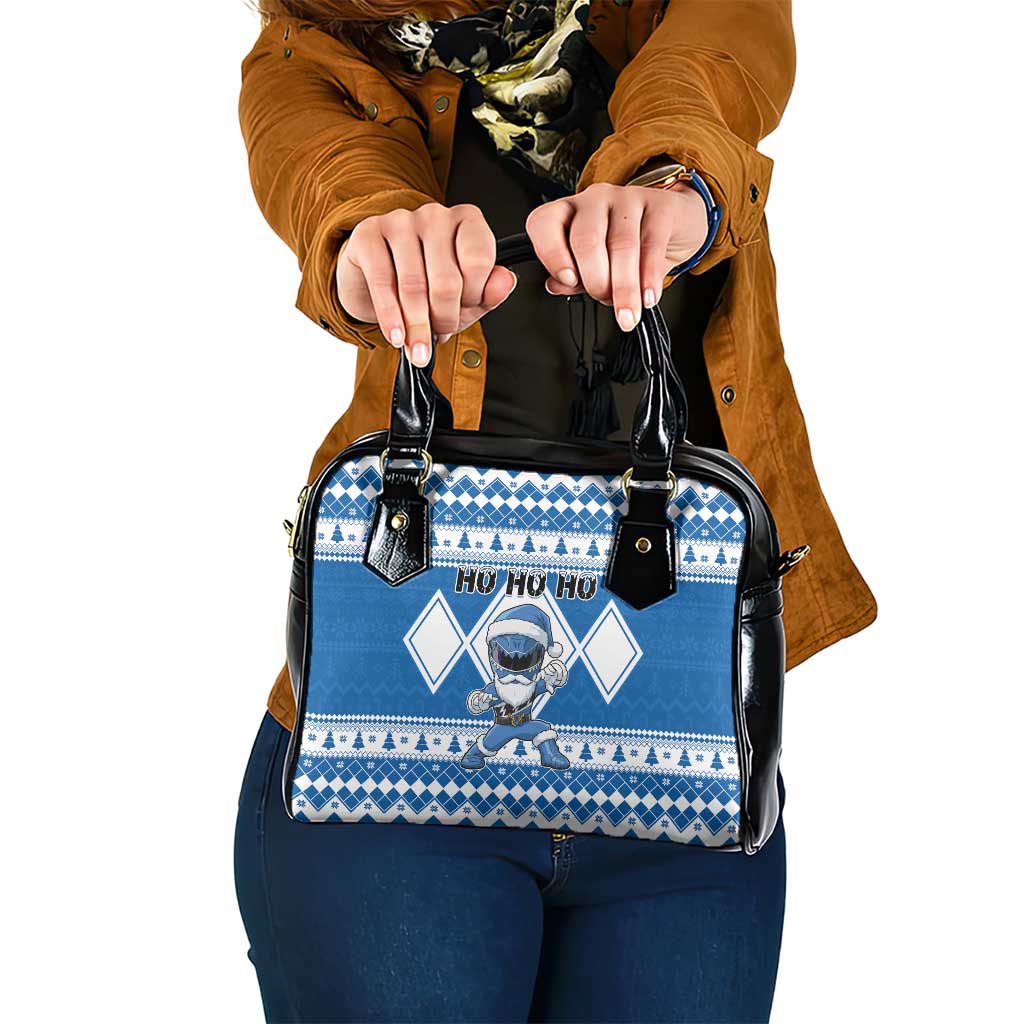 Power Blue Ranger Santa Claus Shoulder Handbag Funny Christmas - Wonder Print Shop