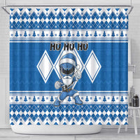 Power Blue Ranger Santa Claus Shower Curtain Funny Christmas - Wonder Print Shop
