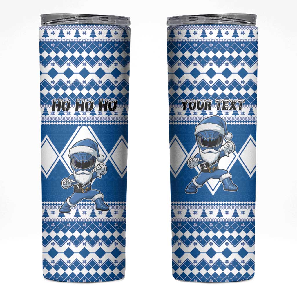 Personalized Power Blue Ranger Santa Claus Skinny Tumbler Funny Christmas - Wonder Print Shop