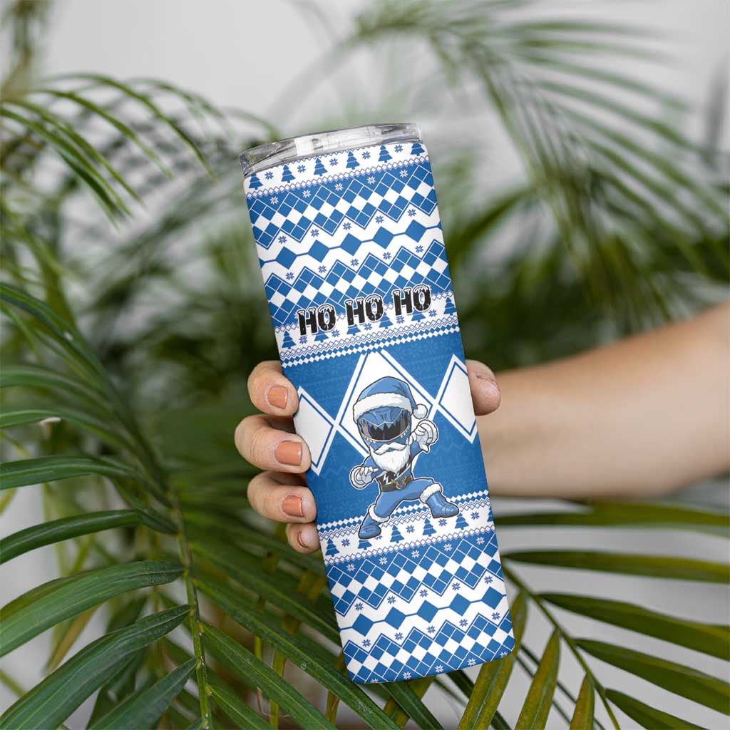 Personalized Power Blue Ranger Santa Claus Skinny Tumbler Funny Christmas - Wonder Print Shop