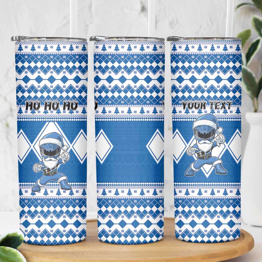 Personalized Power Blue Ranger Santa Claus Skinny Tumbler Funny Christmas - Wonder Print Shop