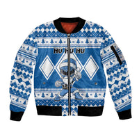 Personalized Power Blue Ranger Santa Claus Sleeve Zip Bomber Jacket Funny Christmas - Wonder Print Shop