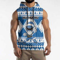Personalized Power Blue Ranger Santa Claus Sleeveless Hoodie Funny Christmas - Wonder Print Shop