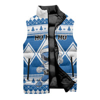 Personalized Power Blue Ranger Santa Claus Sleeveless Puffer Jacket Funny Christmas - Wonder Print Shop