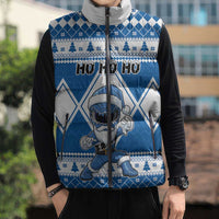 Personalized Power Blue Ranger Santa Claus Sleeveless Puffer Jacket Funny Christmas - Wonder Print Shop