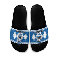 Power Blue Ranger Santa Claus Slide Sandals Funny Christmas - Wonder Print Shop