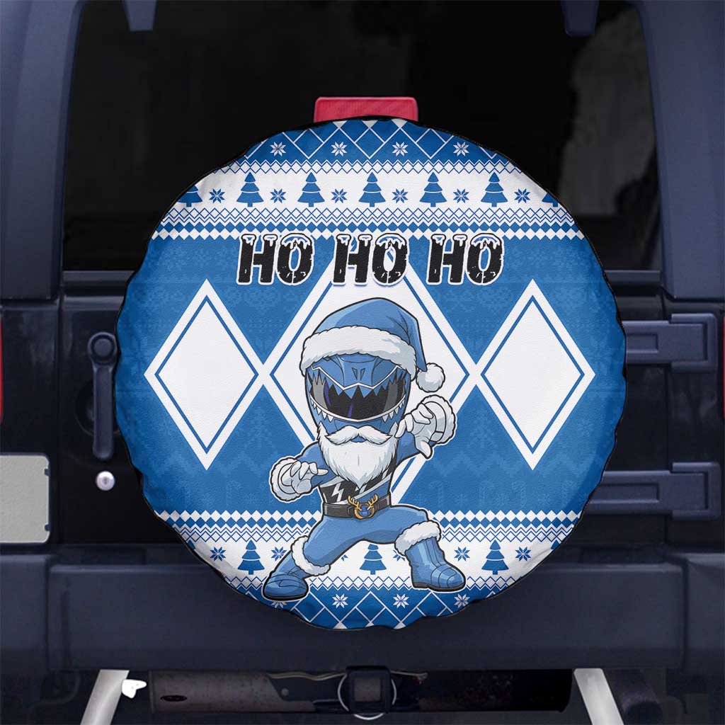 Power Blue Ranger Santa Claus Spare Tire Cover Funny Christmas - Wonder Print Shop