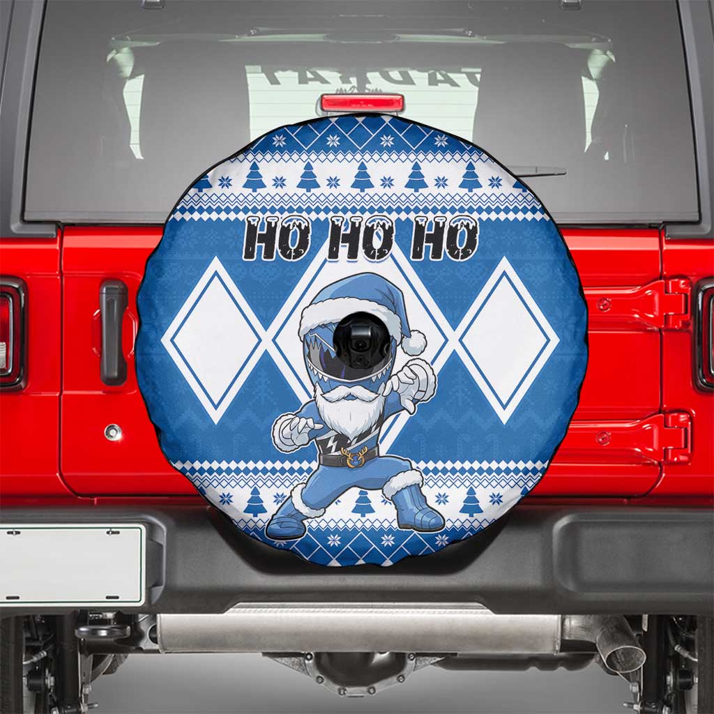 Power Blue Ranger Santa Claus Spare Tire Cover Funny Christmas - Wonder Print Shop