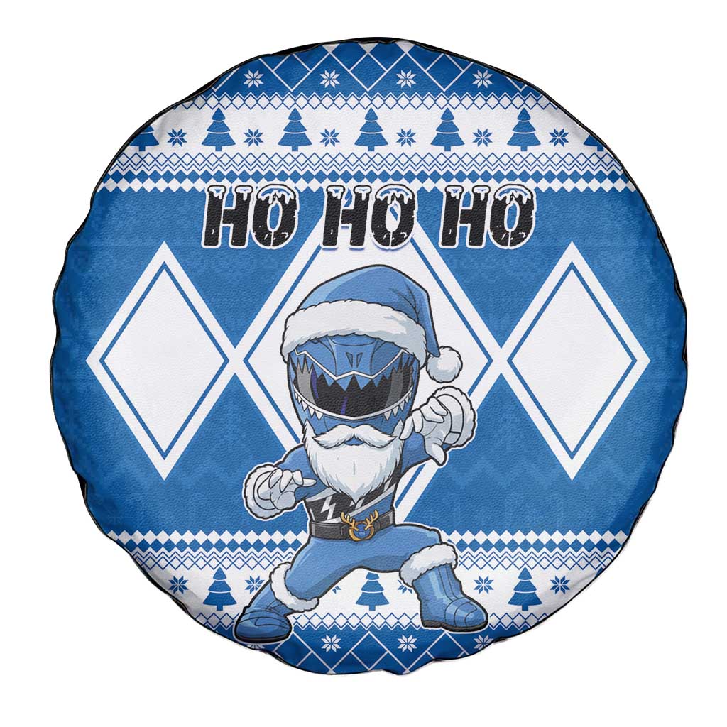 Power Blue Ranger Santa Claus Spare Tire Cover Funny Christmas - Wonder Print Shop