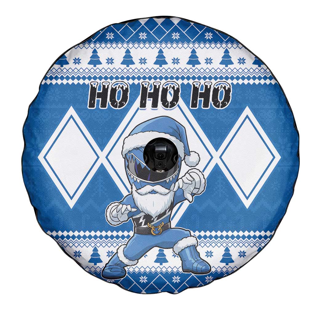 Power Blue Ranger Santa Claus Spare Tire Cover Funny Christmas - Wonder Print Shop