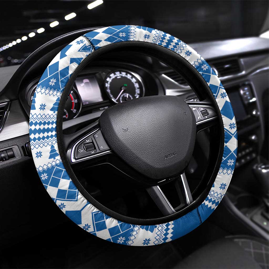 Power Blue Ranger Santa Claus Steering Wheel Cover Funny Christmas - Wonder Print Shop