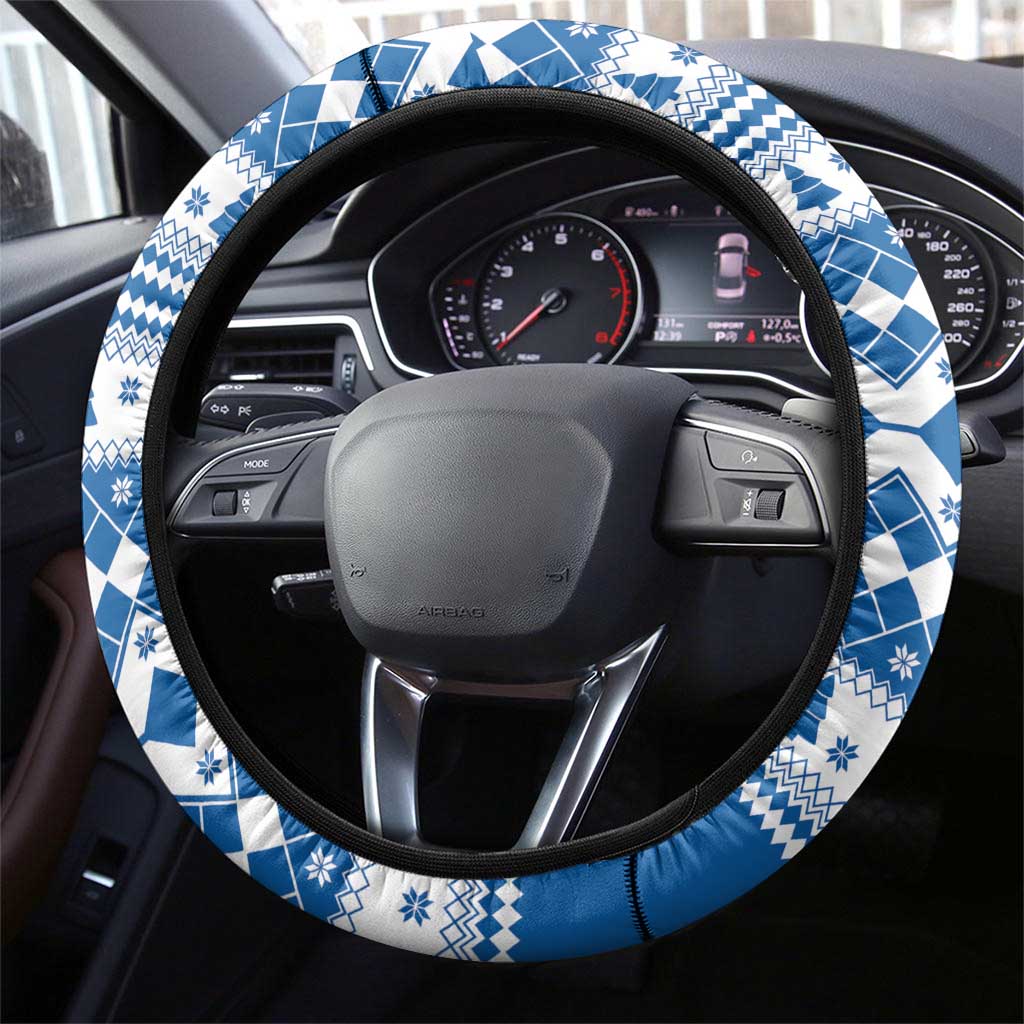 Power Blue Ranger Santa Claus Steering Wheel Cover Funny Christmas - Wonder Print Shop