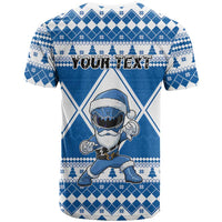 Personalized Power Blue Ranger Santa Claus T Shirt Funny Christmas - Wonder Print Shop
