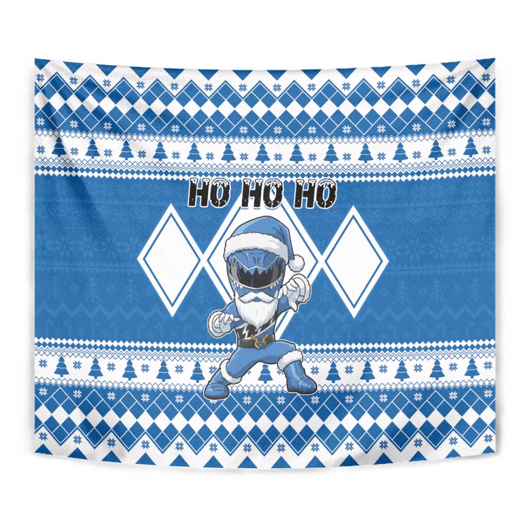 Power Blue Ranger Santa Claus Tapestry Funny Christmas - Wonder Print Shop