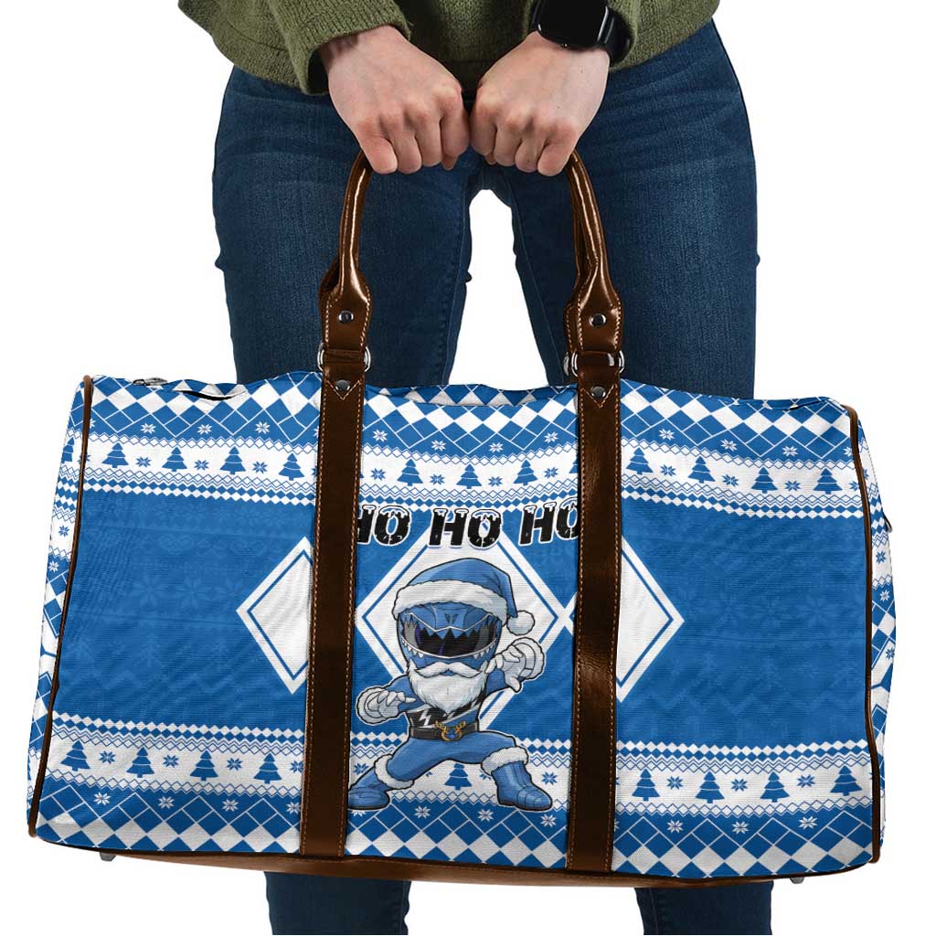 Power Blue Ranger Santa Claus Travel Bag Funny Christmas - Wonder Print Shop