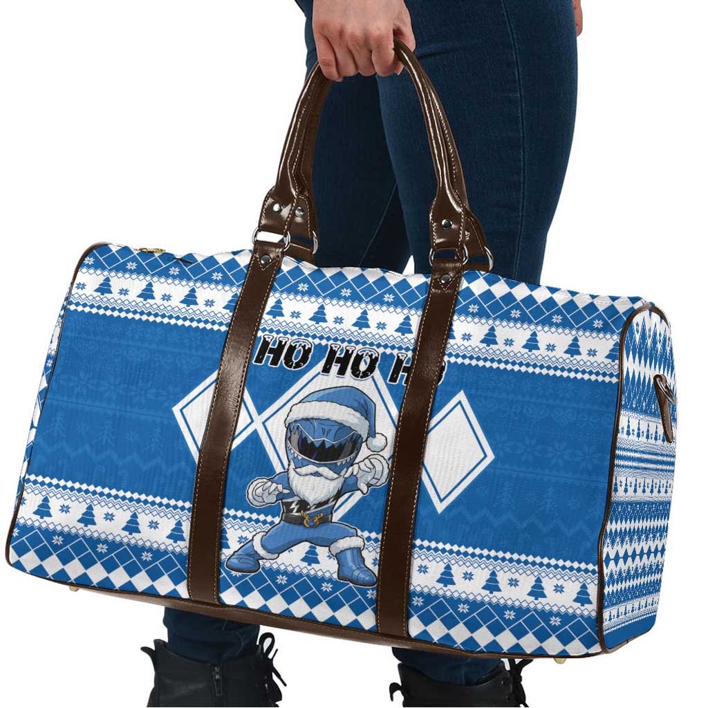 Power Blue Ranger Santa Claus Travel Bag Funny Christmas - Wonder Print Shop