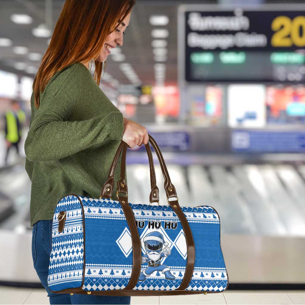 Power Blue Ranger Santa Claus Travel Bag Funny Christmas - Wonder Print Shop