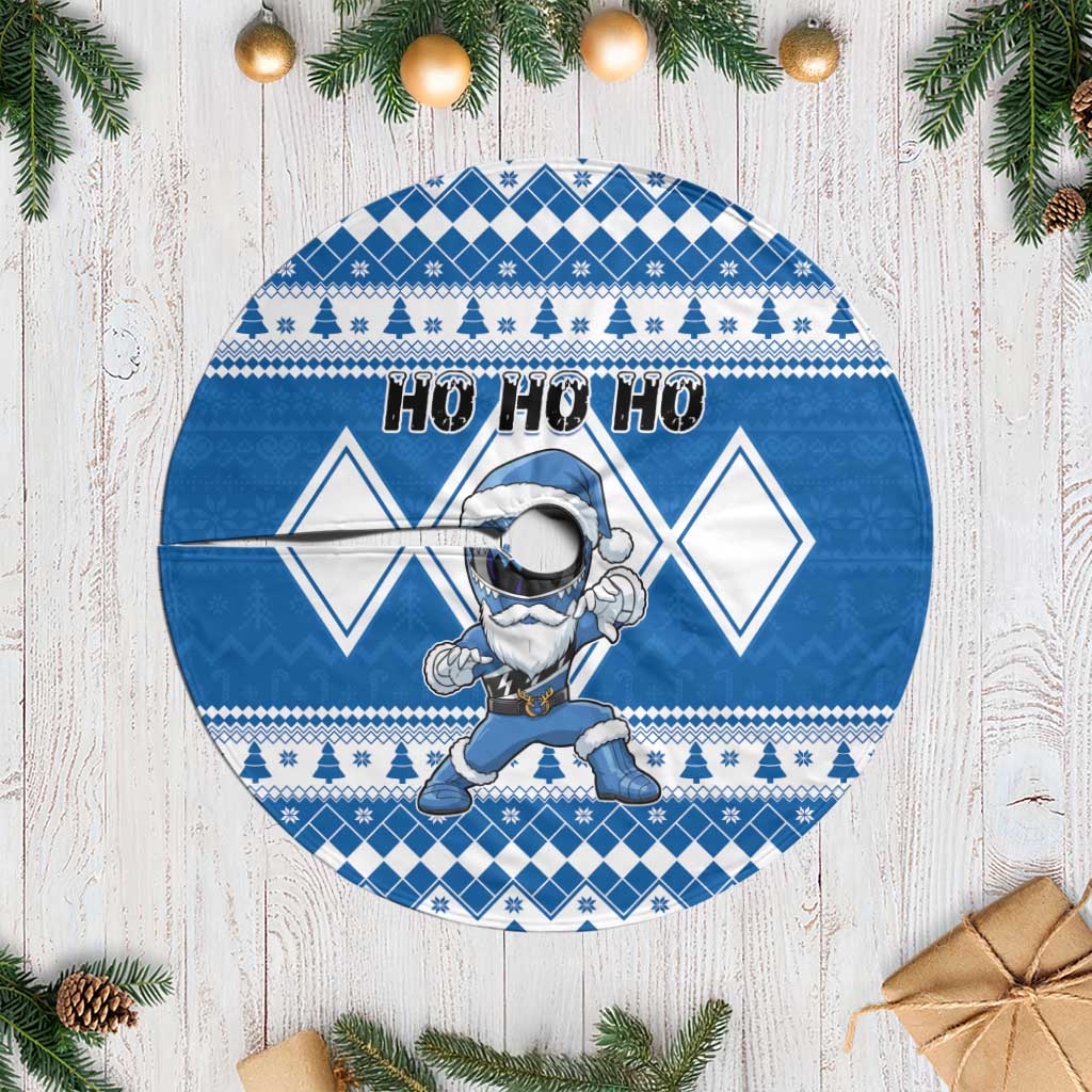 Power Blue Ranger Santa Claus Tree Skirt Funny Christmas - Wonder Print Shop