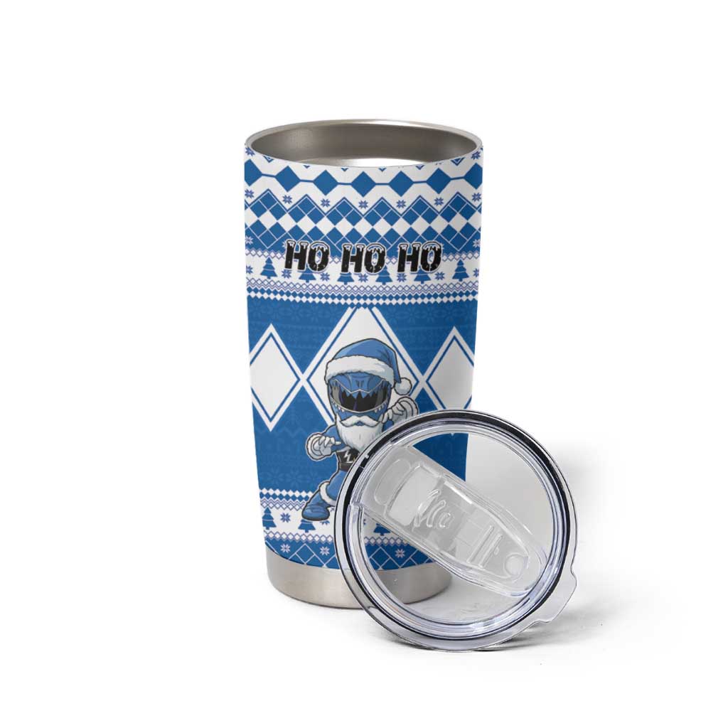Personalized Power Blue Ranger Santa Claus Tumbler Cup Funny Christmas - Wonder Print Shop