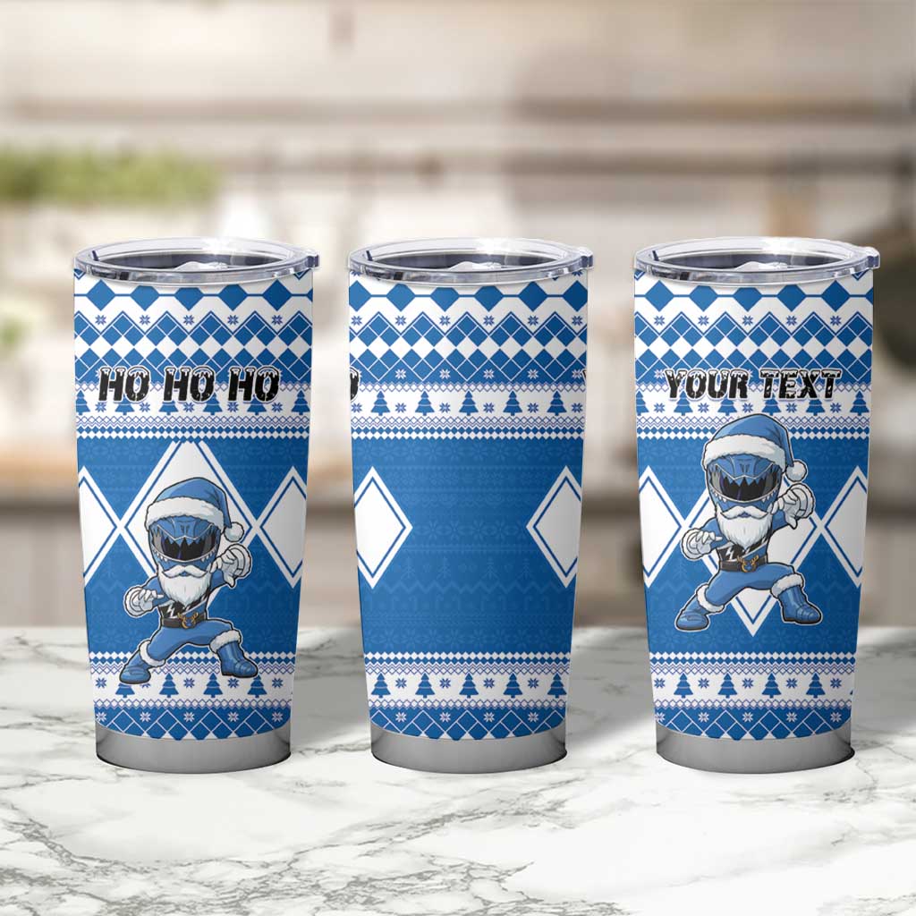 Personalized Power Blue Ranger Santa Claus Tumbler Cup Funny Christmas - Wonder Print Shop