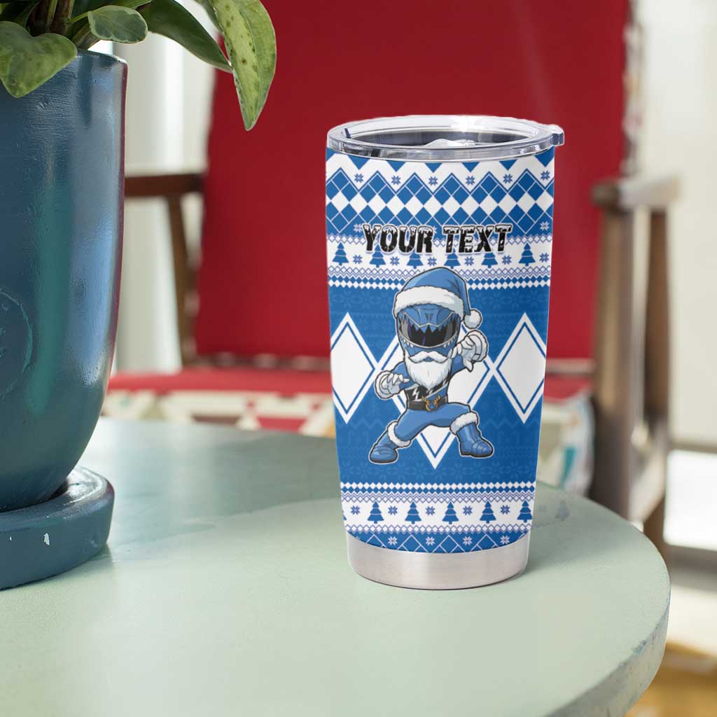 Personalized Power Blue Ranger Santa Claus Tumbler Cup Funny Christmas - Wonder Print Shop