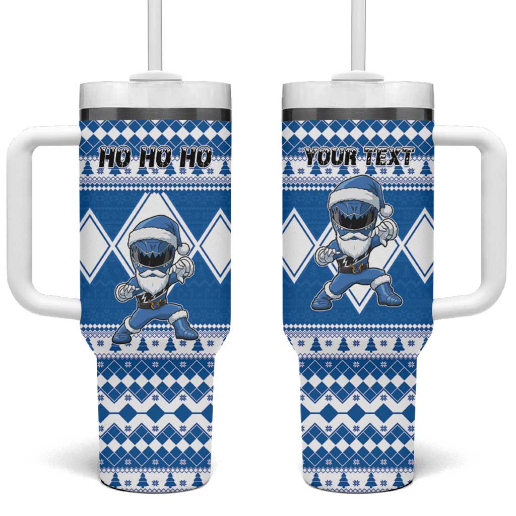 Personalized Power Blue Ranger Santa Claus Tumbler With Handle Funny Christmas - Wonder Print Shop