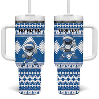 Personalized Power Blue Ranger Santa Claus Tumbler With Handle Funny Christmas - Wonder Print Shop