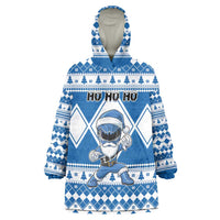 Personalized Power Blue Ranger Santa Claus Wearable Blanket Hoodie Funny Christmas - Wonder Print Shop