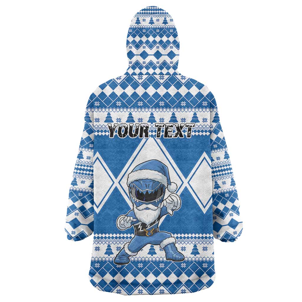 Personalized Power Blue Ranger Santa Claus Wearable Blanket Hoodie Funny Christmas - Wonder Print Shop