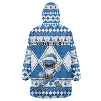 Personalized Power Blue Ranger Santa Claus Wearable Blanket Hoodie Funny Christmas - Wonder Print Shop
