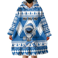 Personalized Power Blue Ranger Santa Claus Wearable Blanket Hoodie Funny Christmas - Wonder Print Shop